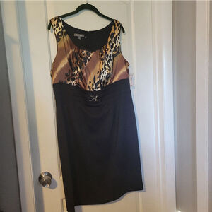 Women's Roz & Ali Animal Print Dress, Size 14, Black & Brown